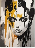 „złoto i czerń” portret na płótnie 70 x50 cm . dla 884 Skubalskich.