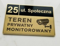 Tabliczka Grawerowana numer domu, ulica, obiekt monitorowany 2w1 Uwaga pies