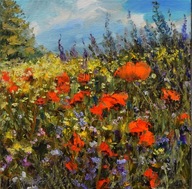 Kwitnące" obraz olejny na płótnie 30x30cm , oryginał Garncarek Al,,,