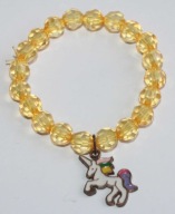 Bransoletka jednorożec biały na żółtych koralach