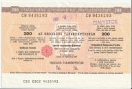 Czek podróżniczy Węgry 200 forintów 1988