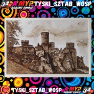 ”Ogrodzieniec”, rys. tuszem i kawą w passpartou - Krzysztof Szala - Tychy