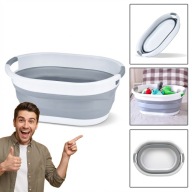 MISKA SKŁADANA DUŻA SILIKONOWA PLASTIKOWA KOSZ NA PRANIE 25L SZARA