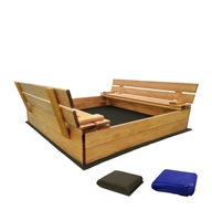 PIASKOWNICA IMPREGNOWANA DREWNIANA ZAMYKANA ŁAWECZKI 120X120 CM BEZPIECZNA