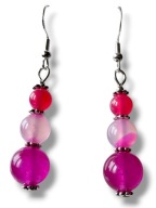 JFAG09 Kolczyki kamienie JADEIT FUKSJA AGAT