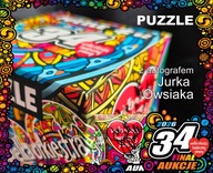 Puzzle z autografem Jurka Owsiaka.
