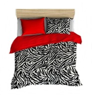 pościel z polaru 180x200 +2x70x80 zamek P 305-6 Zebra / czerwony