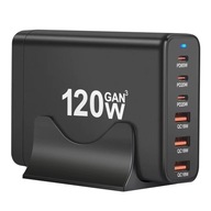 SZYBKA ŁADOWARKA GaN 120W PD 3x USB C 3x QC 3.0 DO LAPTOPA MAC