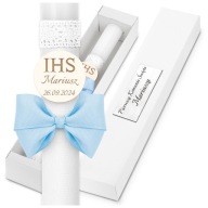 ŚWIECA KOMUNIJNA PUDEŁKO GROMNICA DLA DZIEWCZYNKI/CHŁOPCA KOMUNIA PAMIĄTKA