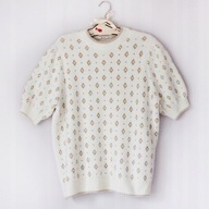 Tu Clothing**Gruby Ciepły Sweter Ecru**Złote Ornamenty**46/48/50/52