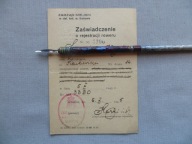 KRAKÓW ZAŚWIADCZENIE O REJESTRACJI ROWERU 1945 rok SUCHA PIECZĘĆ