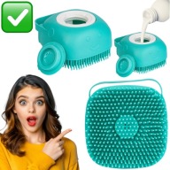 SZCZOTKA SILIKONOWA Z DOZOWNIKIEM PŁYNU DO MYCIA MASAŻU KĄPIELI PSA KOTA