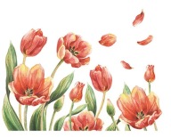 NAKLEJKI NA ŚCIANĘ - TULIPANY CZERWONE KWIATY PĄKI PŁATKI