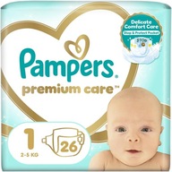 Pampers Premium Care Pieluszki | Rozmiar 1 | 2-5 kg | 26 sztuki