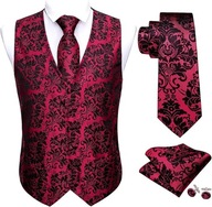 XL XXL Kamizelka Krawat elegancka garnituru CZERWONA CZARNA zestaw