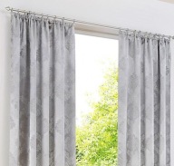 6072 ZASŁONY ŻAKARDOWE SIWE na TAŚMIE KOMPLET 2 SZT 130 x 175cm