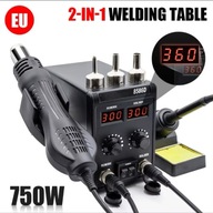 Stacja lutownicza 2w1 Na gorące powietrze Hot Air, lutownica grotowa 750W