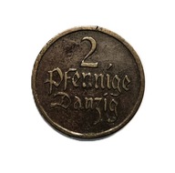2 Fenigi (Pfennige) z 1923 roku, wyemitowana przez Wolne Miasto Gdańsk