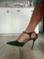 Malone Souliers ANKLE STRAP SANDAL HEELS SUEDE GREEN/ GOLD 575fun JEDYNE 39