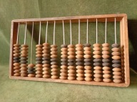 Oryginalne stare polskie liczydła drewniane 47,5 cm.