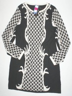 DEFINISION_Piękna SUKIENKA_czarna wzór ecri sweterkowa wyszczupla METKA_46