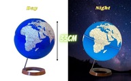 Podświetlany globus 33cm z drewnianą podstawą mapa angielska - niebieski