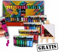 OKAZJA! Zestaw Farb Akrylowych PREMIUM 36 x 12 ml + GRATIS 2x MINI PŁÓTNO