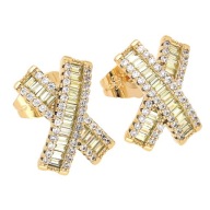 55632 Kolczyki 18K pozłacane 15/11 MM eleganckie z cyrkoniami