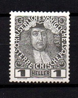 Znaczek Austria 1h 1908r.Cesarz Karol VI.