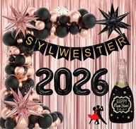ŚCIANKA DEKORACJA ZESTAW BALONÓW NA SYLWESTRA, SYLWESTER 2026 82SZT