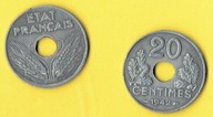Francja 20 Centimes 1942 r. Zn