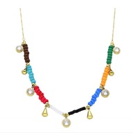 61776 Celebrytka złota stal chirurgiczna łezki cyrkonie koraliki