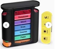 Organizer na tabletki Kolorowy dozownik 4 przegrody Czarny