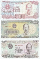 Wietnam - Zestaw 500,1000,2000 Dong - 1988 - St.1