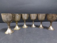 Zestaw 6 szt kieliszki do nalewek platerowane vintage design
