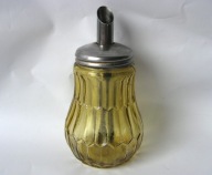 CUKIERNICA ~ DOZOWNIK do CUKRU z PRL : SZKŁO i METAL szkło MIODOWE ... !!!