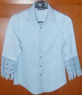 Koszula damska jeansowa katana bawełna rękawy z frędzlami 40 Lafei Nier