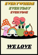 A2 PLAKAT W STYLU RETRO POZYTYWNY MOTYWACYJNY, CYTAT, WSZYSCY KOCHAMY