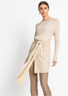 wyprzedaż !_NOWY lekki przedłużony KLASYCZNY sweterek beżowy_WISKOZA 44/46