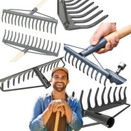 MOCNE GRABIE METALOWE DO LIŚCI TRAWY ZIEMI OGRODOWE BEZ TRZONU 41X41CM