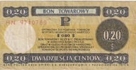 Bon Towarowy Pewex 020 cent.1979 r z obiegu