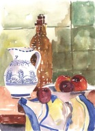 = Obraz =martwa natura=akwarela=owoce=