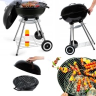 GRILL WĘGLOWY OGRODOWY Z POKRYWĄ DUŻY OKRĄGŁY POPIELNIK KÓŁKA PÓŁKA