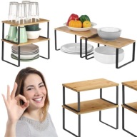 PÓŁKA NA PRZYPRAWY DREWNIANA WYSUWANA STOJĄCA KUCHENNA NA BLAT SONGMICS