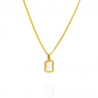 NASZYJNIK STAL SZLACHETNA POZŁACANA 14K ZŁOTEM, BIAŁY WISIOREK PROSTOKĄT