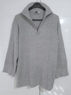 Damski Sweter Z Zamkiem Szary Divided |R.M