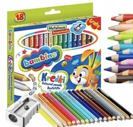 KREDKI OŁÓWKOWE BAMBINO GRUBE 18 KOLORÓW JUMBO OKRĄGŁE