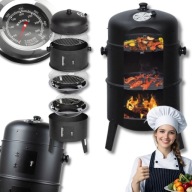 GRILL WĘGLOWY KOCIOŁEK Z WĘDZARNIĄ OGRODOWY PALENISKO GOTOWANIE NA PARZE
