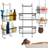 PÓŁKA ŁAZIENKOWA WISZĄCA POD PRYSZNIEC CZARNA METALOWA DWUPOZIOMOWA VASERO