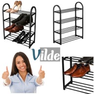 SZAFKA PÓŁKA NA BUTY OBUWIE METALOWA CZARNA KOMPAKTOWA MAŁA 4-POZIOMOWA